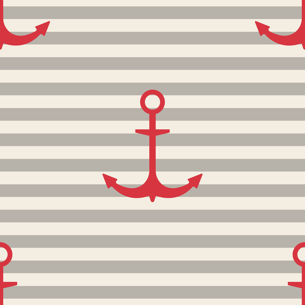 безшовний візерунок, що складається з горизонтальних ліній і анкерного червоного
 - Вектор, зображення