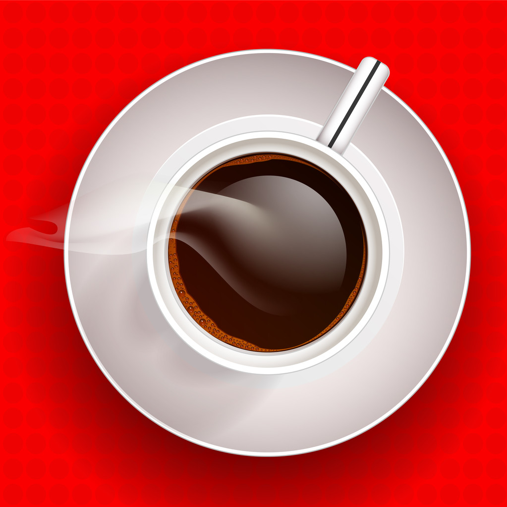 Cup of coffee on red background. Vector illustration. - Vector, Image