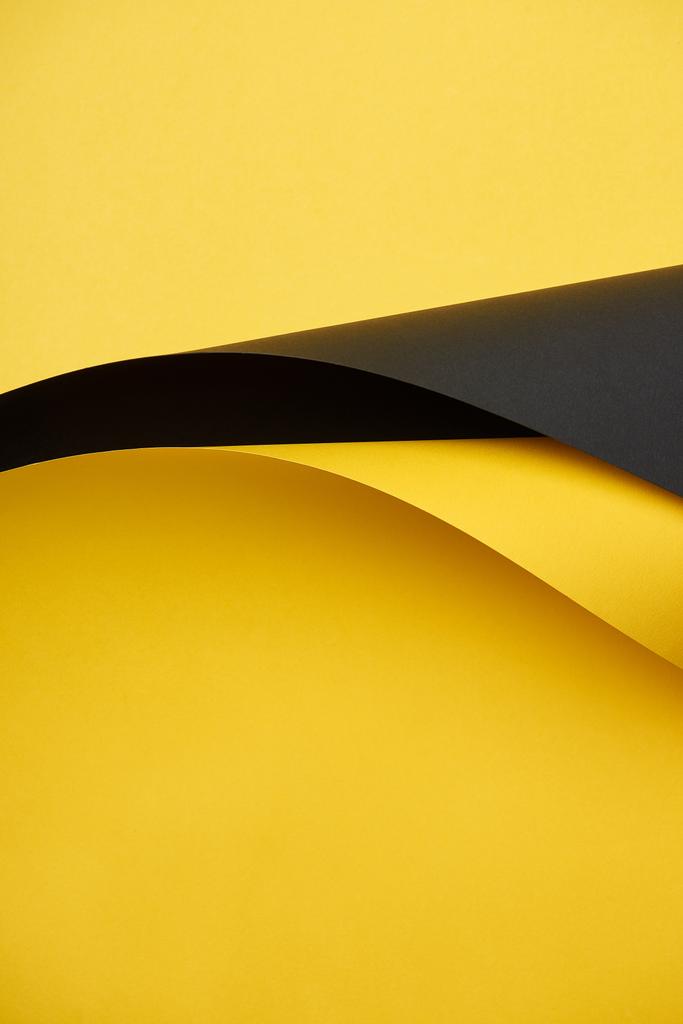 close-up view of beautiful bright yellow and black paper background - Photo, Image