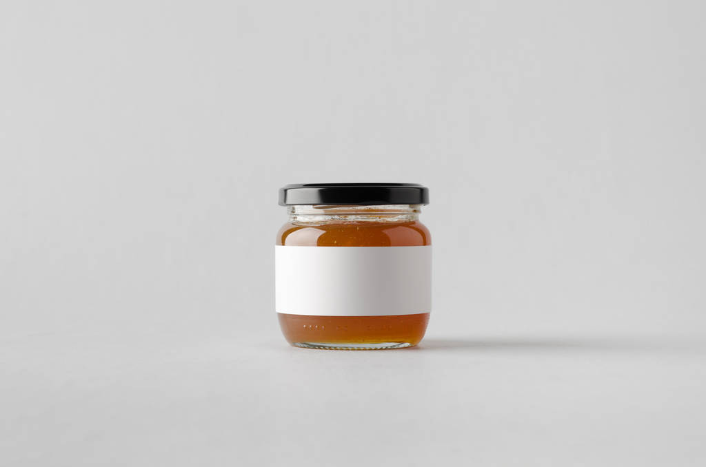 Sárgabarack Jam Jar modell-üres Label - Fotó, kép