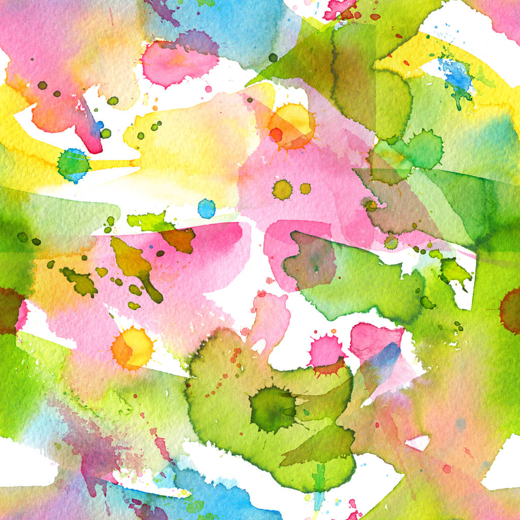 Abstract watercolor hand painted seamless background with splashes, drops, and smears. Colorful bright pattern with rainbow colors for the posters backdrop, a carnival, holidays, print - Photo, Image
