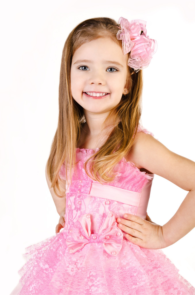 Portrait of cute smiling little girl in princess dress - Photo, Image