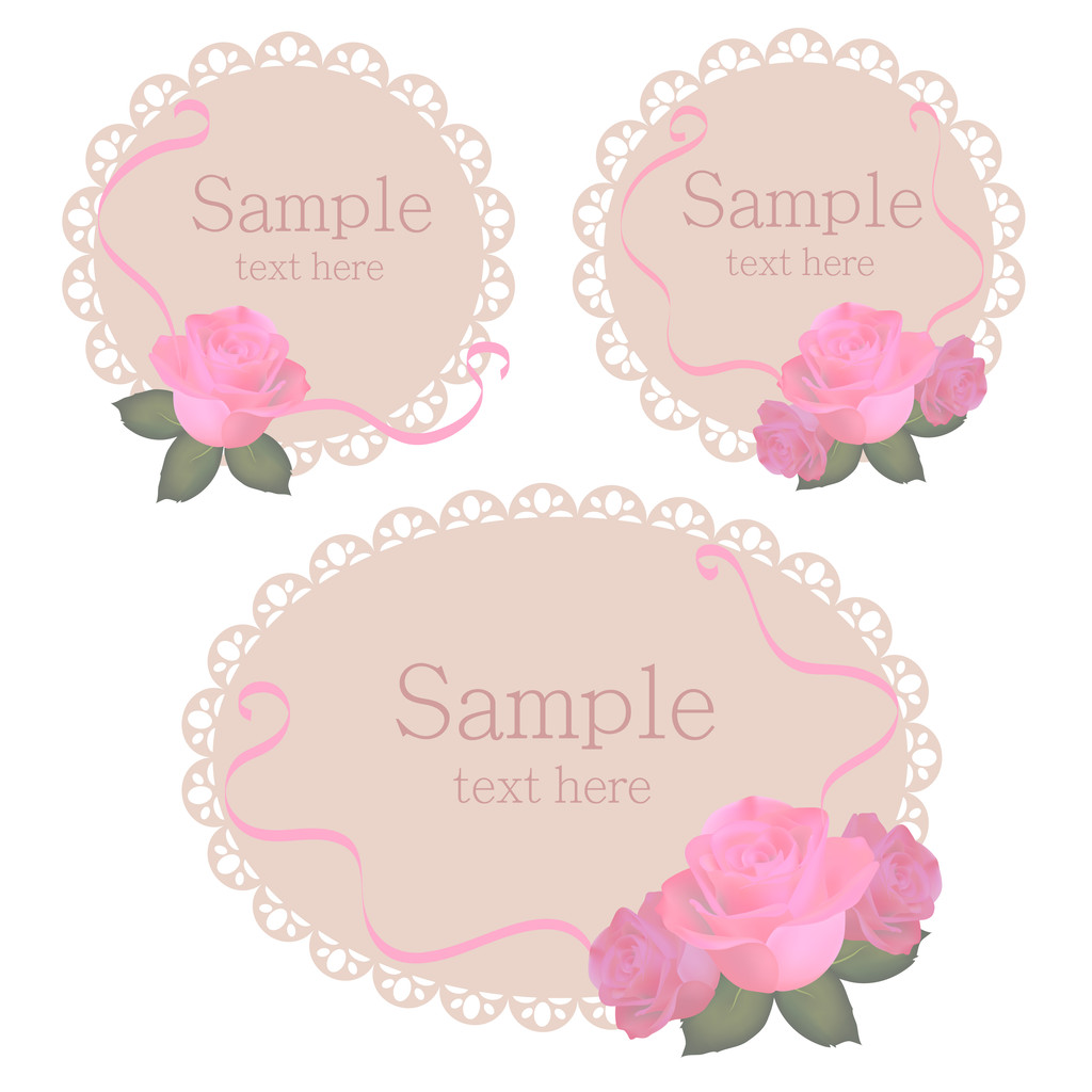 Marcos de encaje floral vectorial con rosas rosadas
 - Vector, Imagen