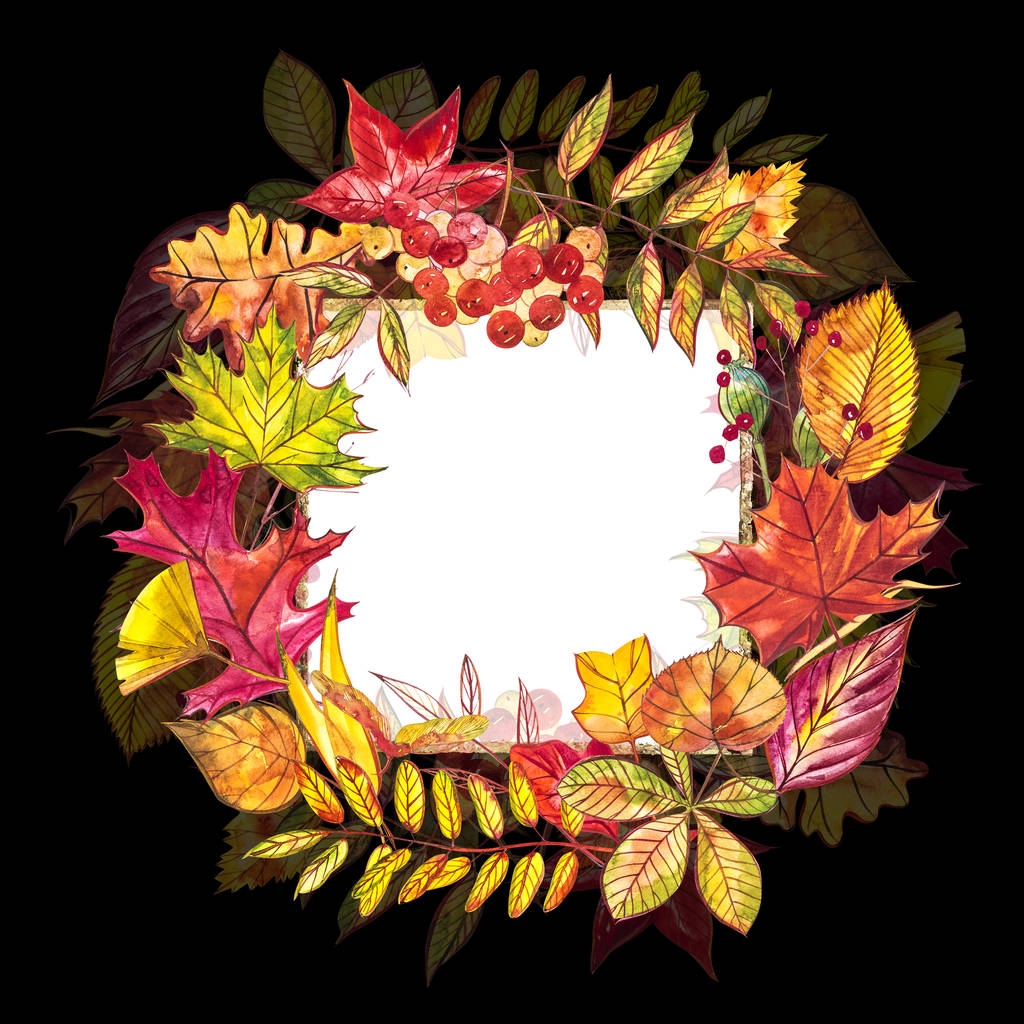 Autumn template background. Seasonal illustrations.web banner template.watercolor illustration. - Photo, Image