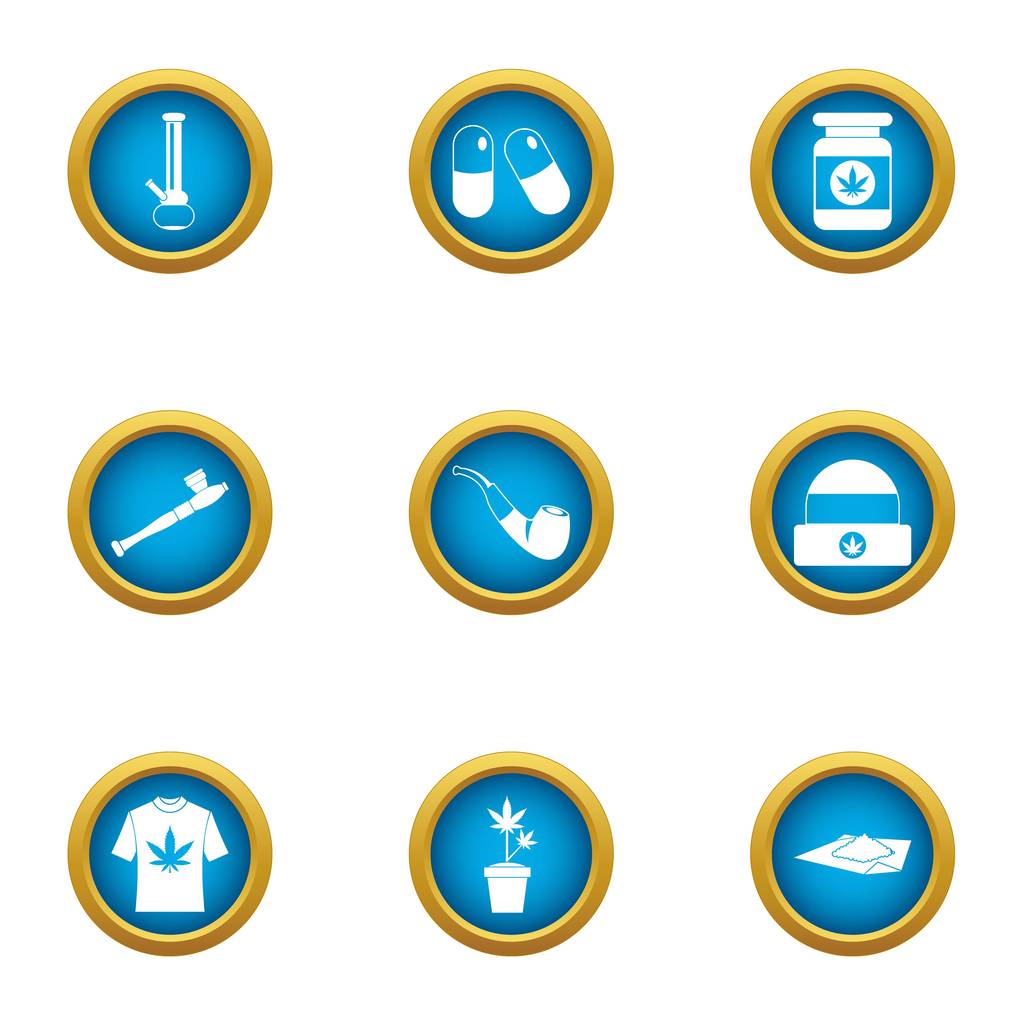 Set di icone di miscela per fumatori, in stile piatto
 - Vettoriali, immagini