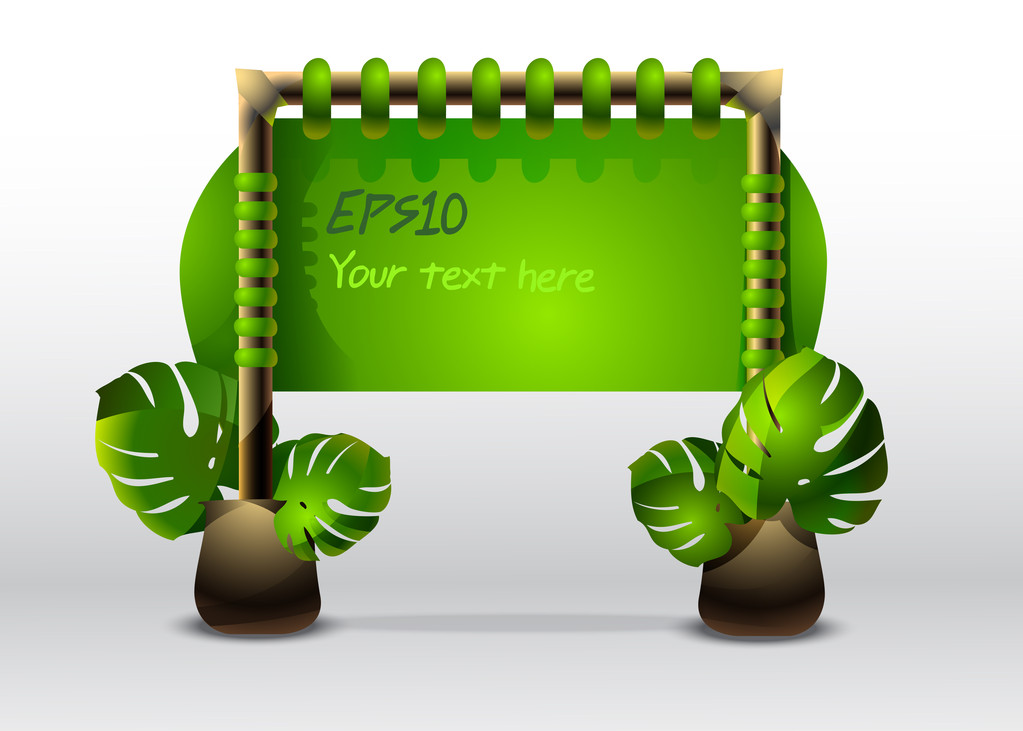 Signo verde con hojas. Ilustración vectorial
 - Vector, imagen