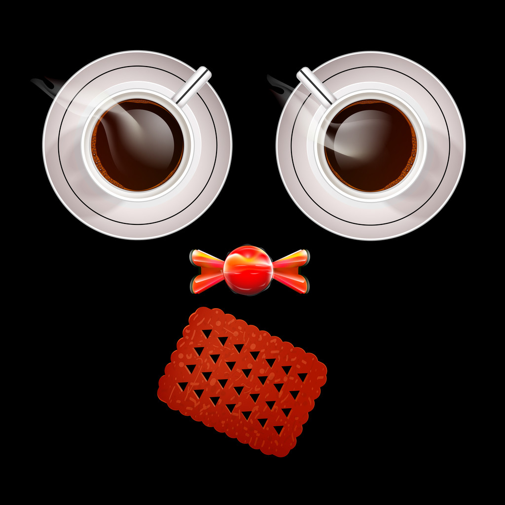Due tazze di caffè e dolci. Illustrazione vettoriale
 - Vettoriali, immagini