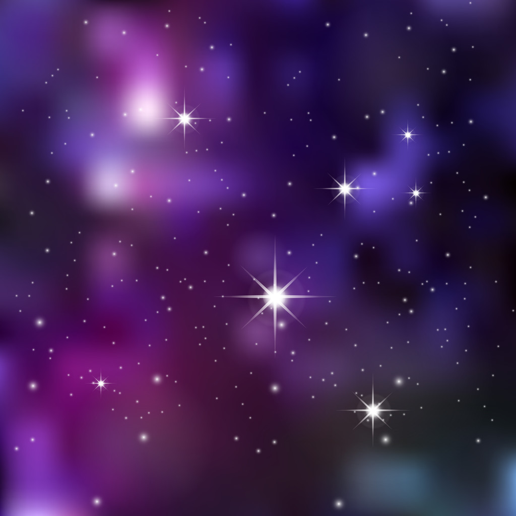 Dark night sky with sparkling stars and planets - Vector, Image