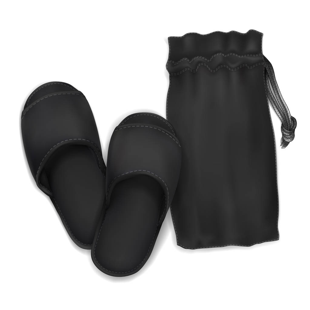 Vector. Mock Up. Black Slippers vs Pouch_O - Vector, Image