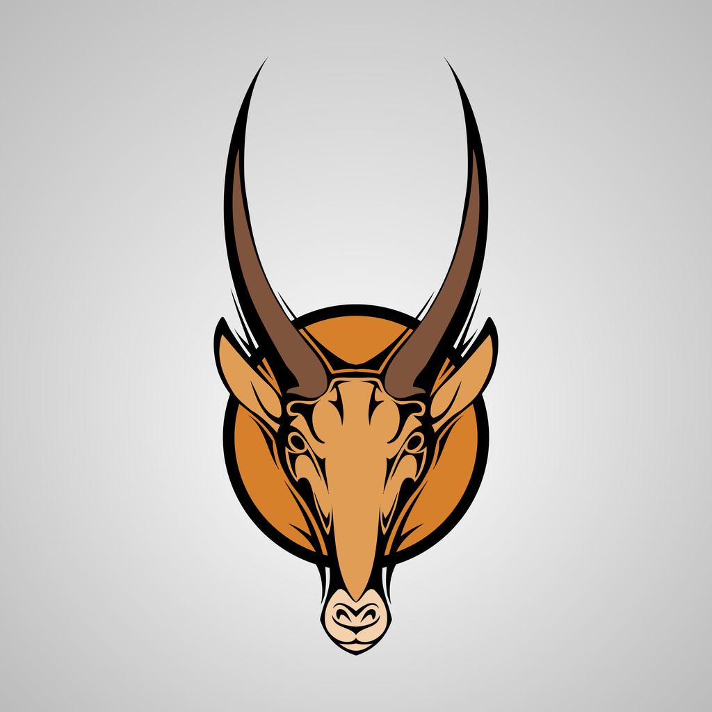 Antilope grafické maskot hlava s rohy. vektorové ilustrace - Vektor, obrázek