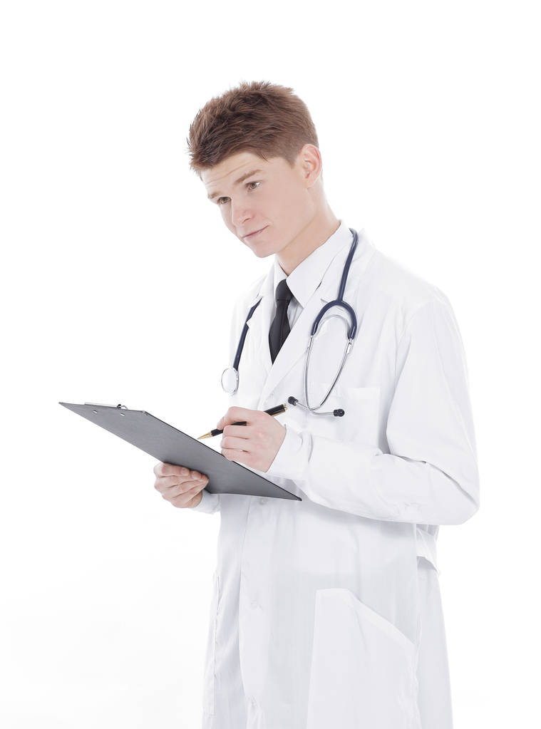 pediatra médico con documentos.aislado sobre un fondo blanco
 - Foto, imagen