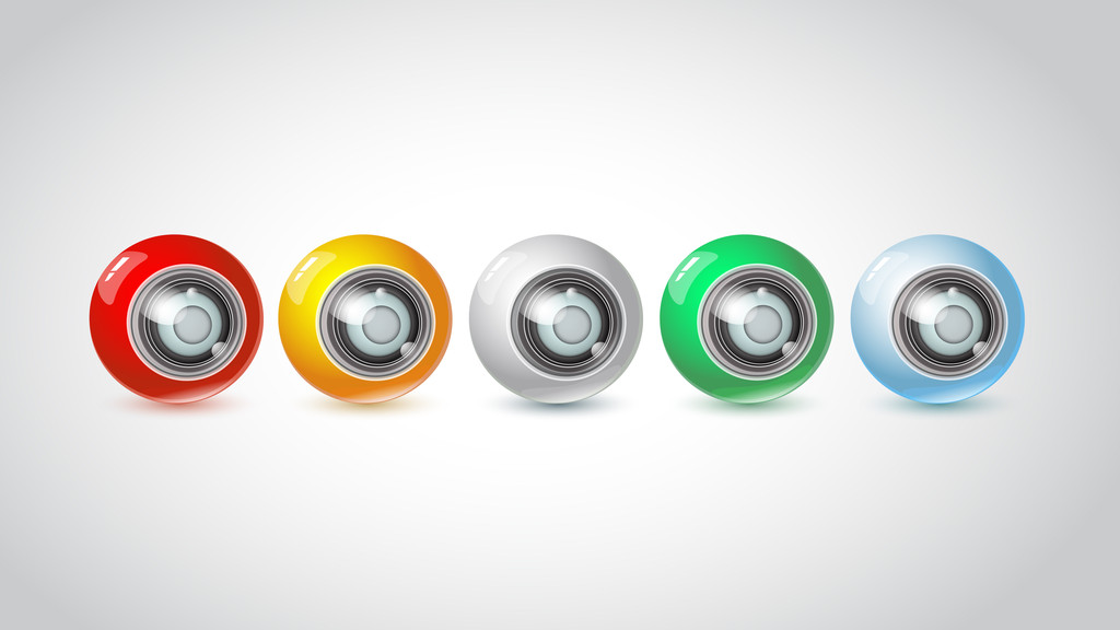 Conjunto de webcams coloridas isoladas em fundo branco
 - Vetor, Imagem