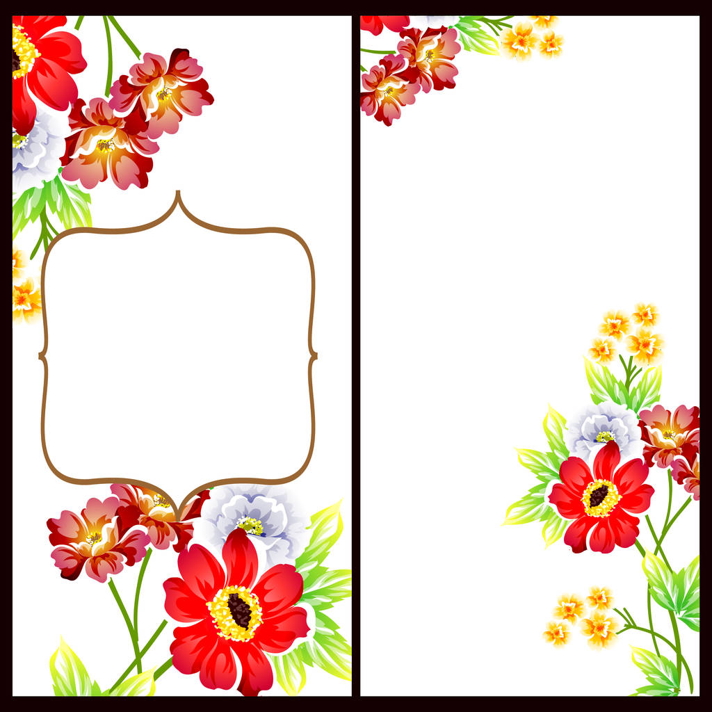 Conjunto de tarjetas de boda de flores estilo vintage. Elementos florales en color - Vector, imagen