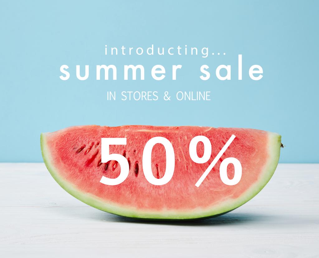 plátek čerstvé meloun s Letní výprodej a symbol 50 sleva - Fotografie, Obrázek