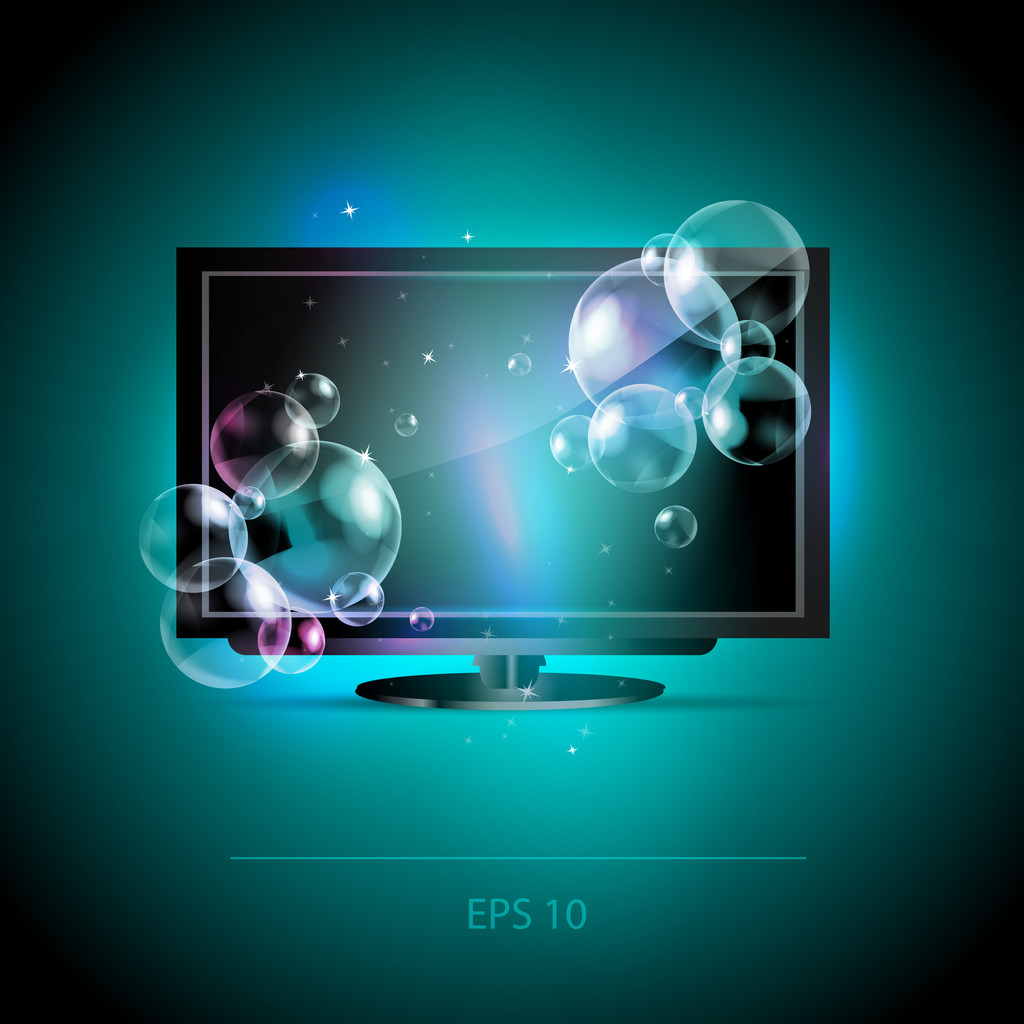vector lcd tv monitor met bubbels - Vector, afbeelding