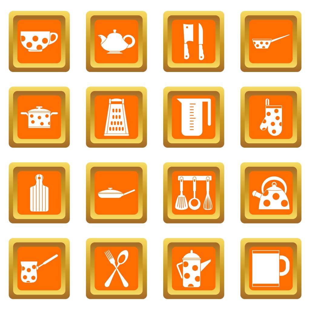 Ikonen für Haushaltsgeräte Set orange - Vektor, Bild