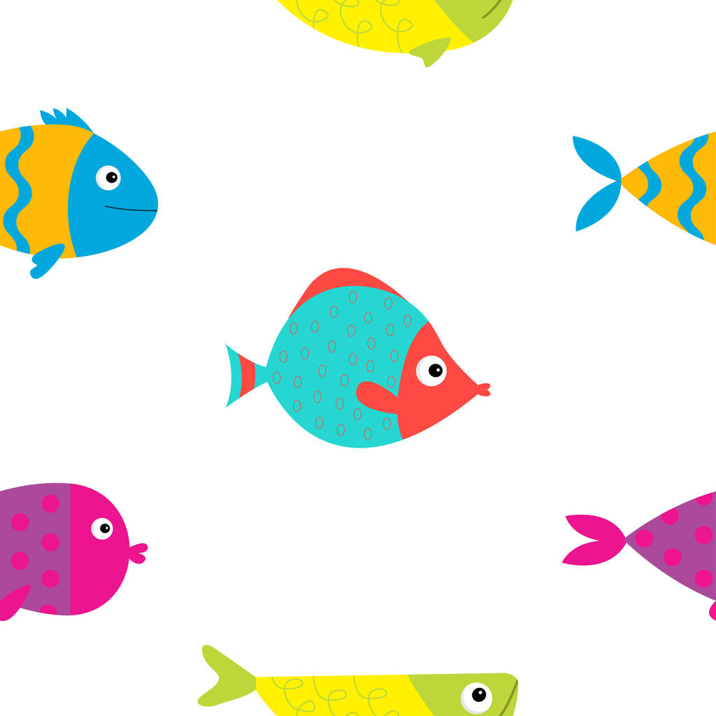 Vissen pictogrammenset, cute cartoon kleurrijke aquarium dieren. - Vector, afbeelding