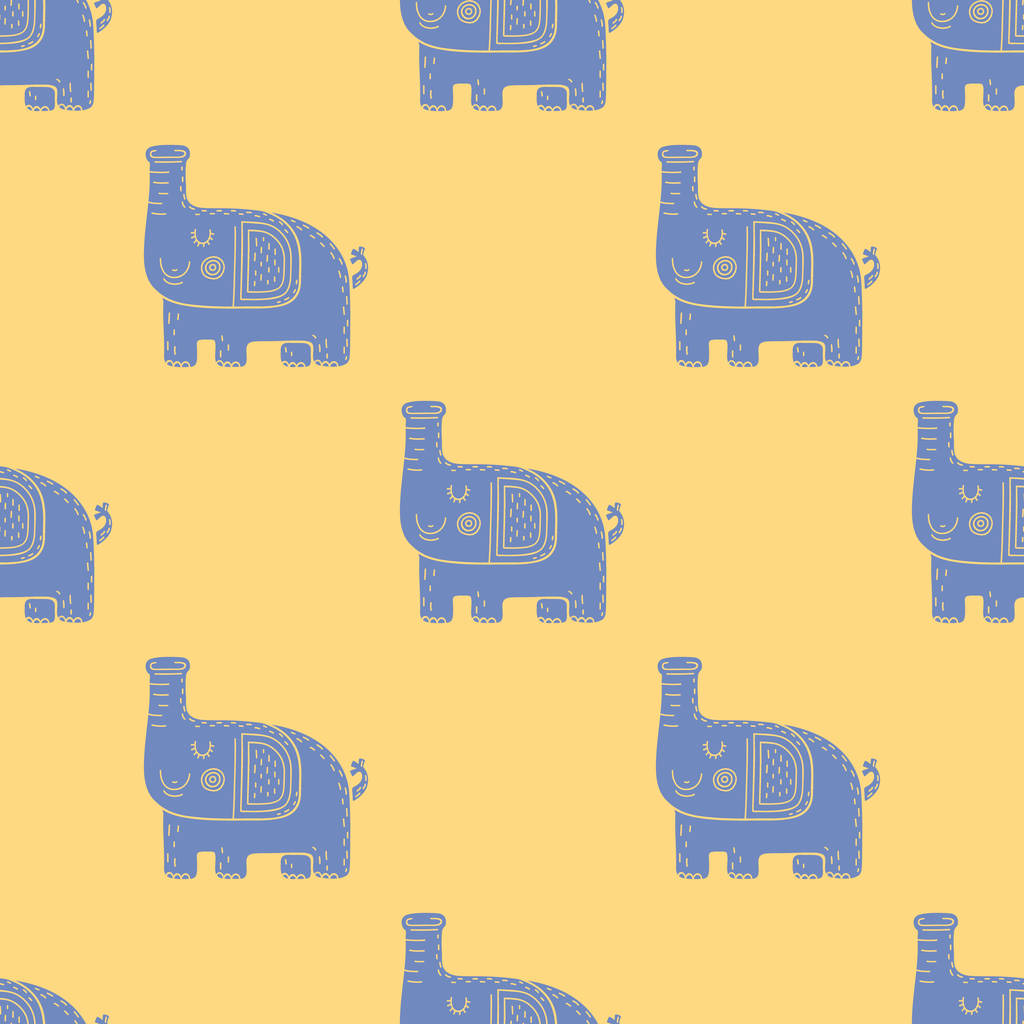 Mooie kinderachtig naadloze vector patroon met olifanten in Scandinavische stijl - Vector, afbeelding