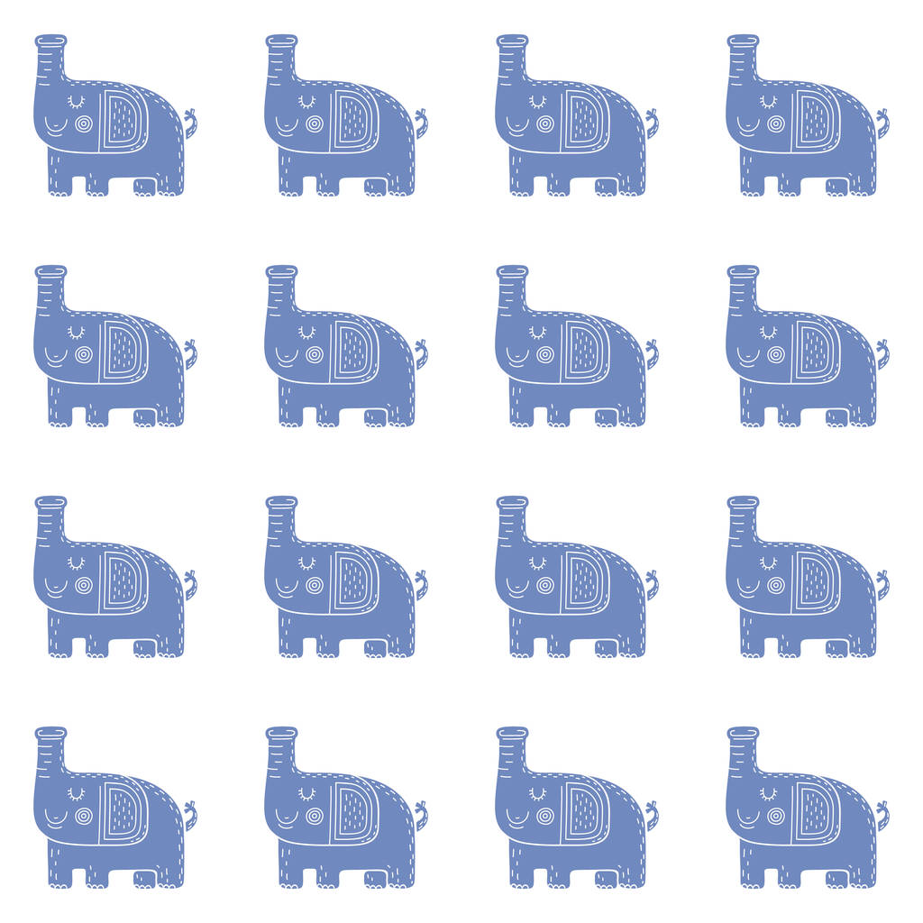 Mooie kinderachtig naadloze vector patroon met olifanten in Scandinavische stijl - Vector, afbeelding
