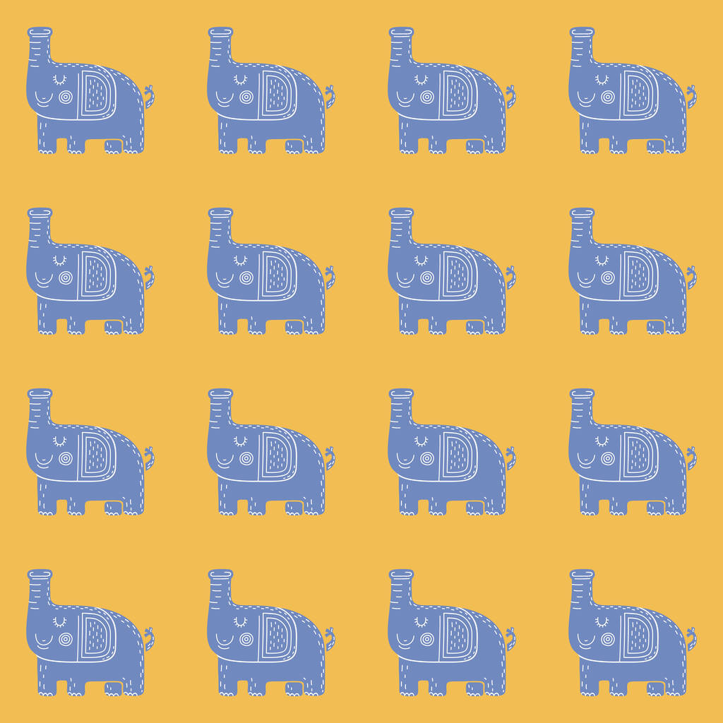 北欧スタイルの象で素敵な幼稚なシームレス パターン - ベクター画像