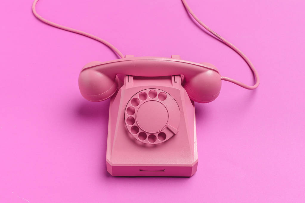 Vintage telefon na kolor tła - Zdjęcie, obraz