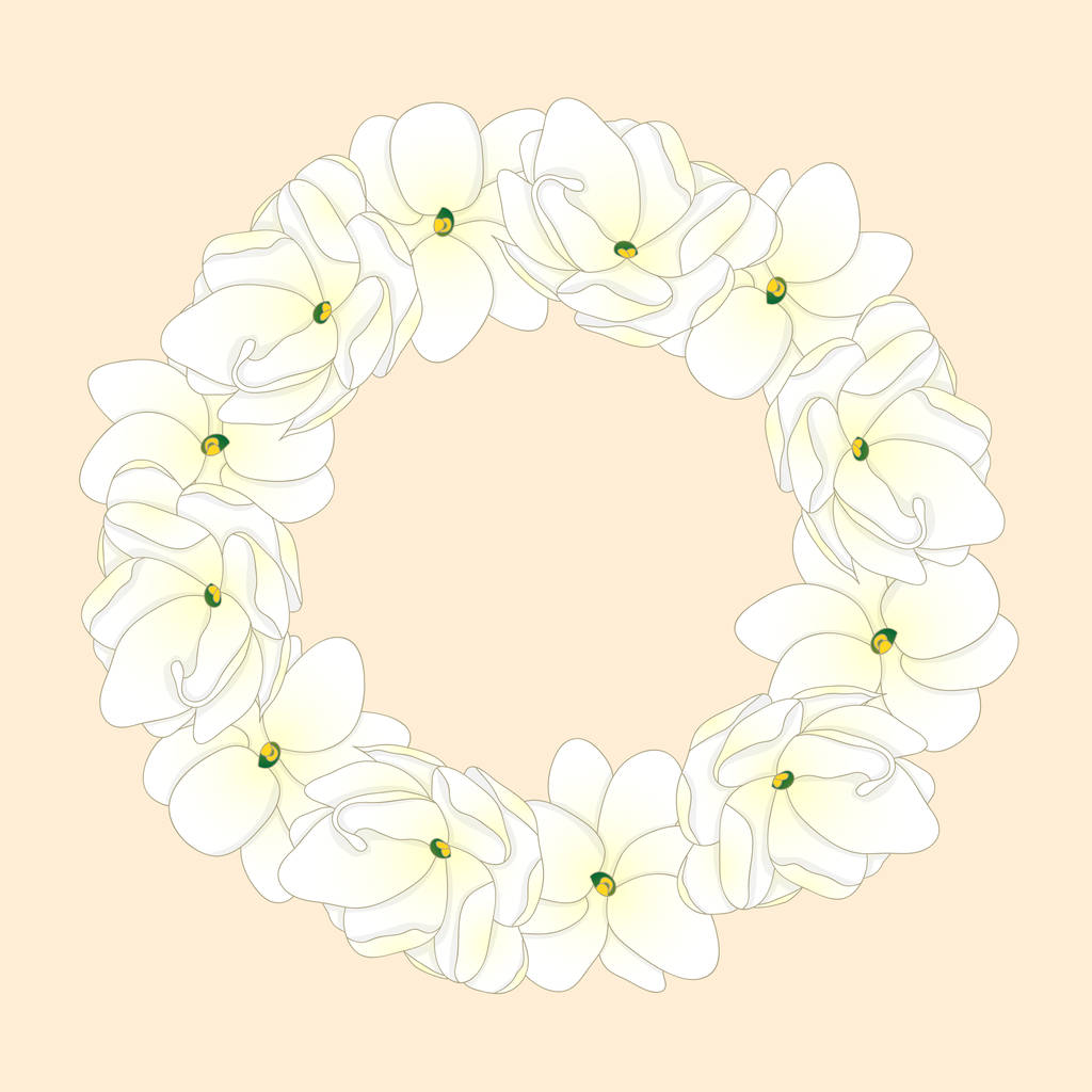 Jasminum sambac - Arabian Jasmine Wreath (en inglés). Ilustración vectorial
. - Vector, Imagen