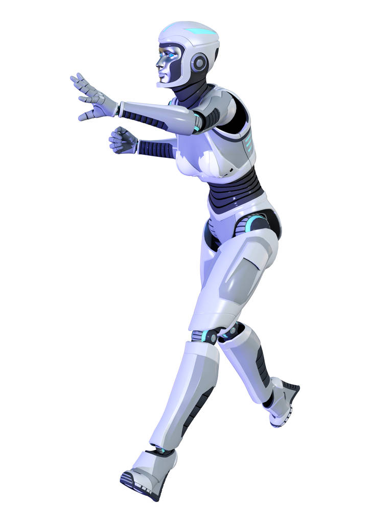 白い背景に隔離された女性ロボットの3Dレンダリング - 写真・画像