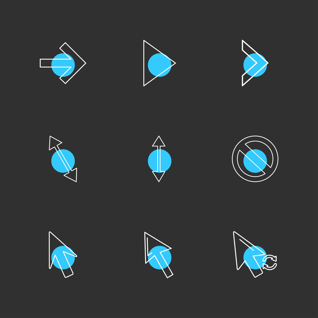 iconos de aplicación plana minimalista sobre fondo negro
 - Vector, Imagen