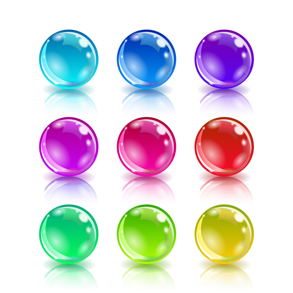 reeks van kleurrijke ballen op witte achtergrond - Vector, afbeelding