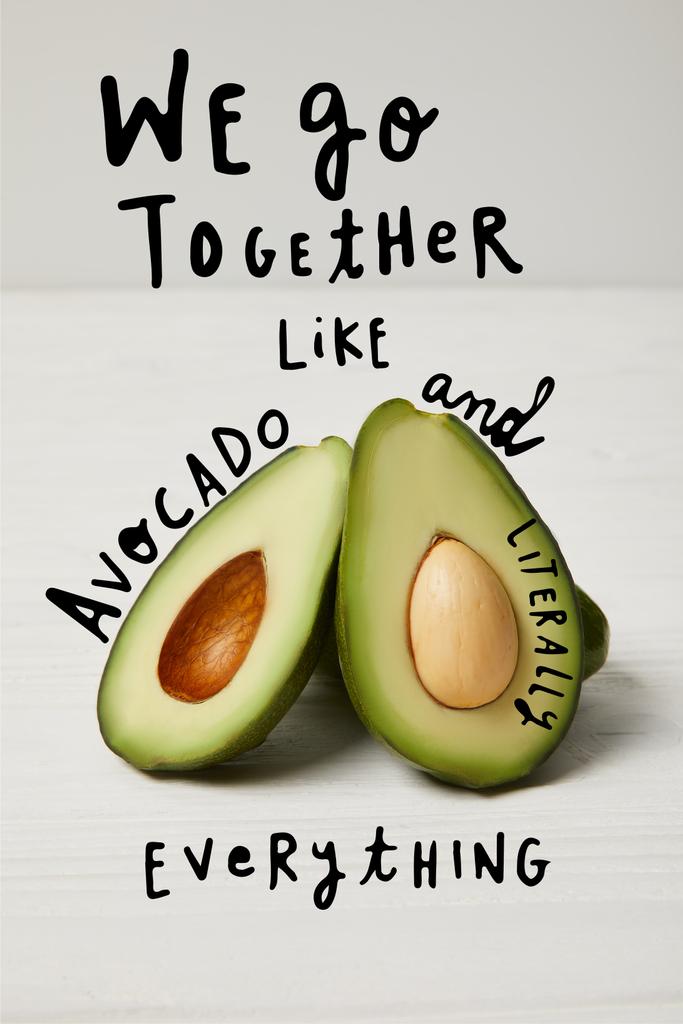 avocado verde fresco, concetto di alimentazione pulita. "Andiamo insieme come avocado e letteralmente tutto" ispirazione
 - Foto, immagini