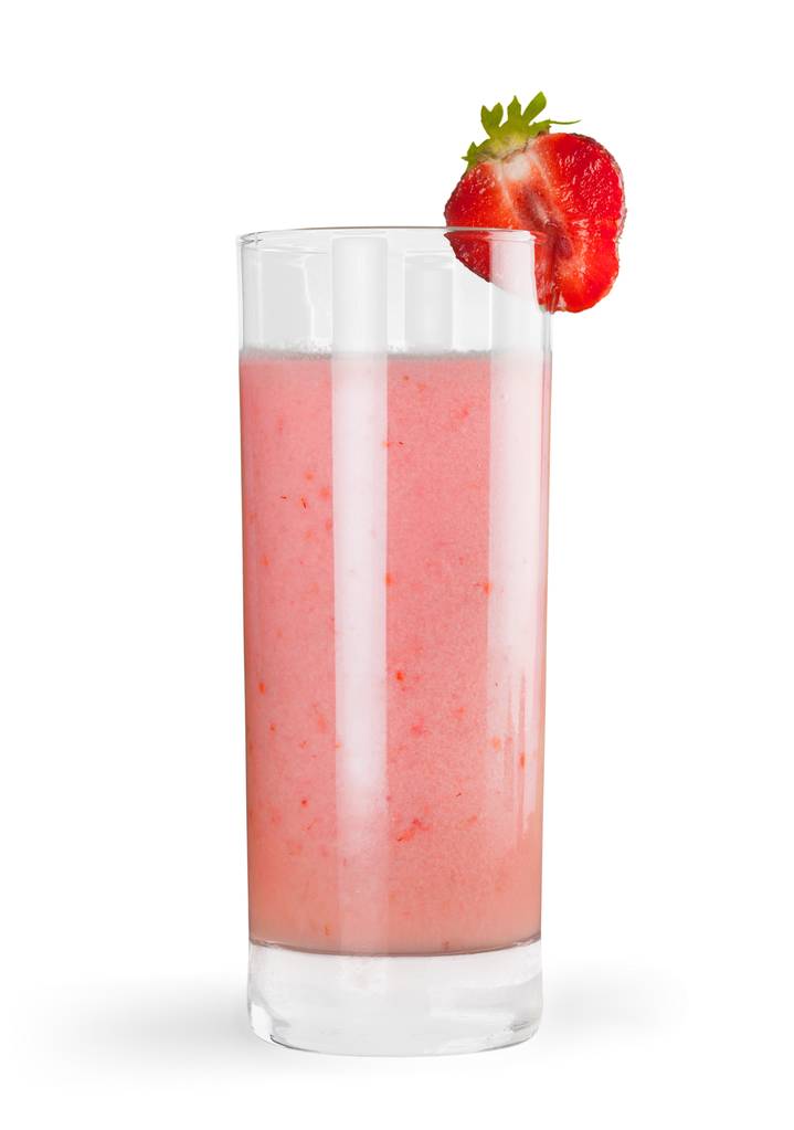 Glas Erdbeer-Milchshake isoliert auf Hintergrund - Foto, Bild