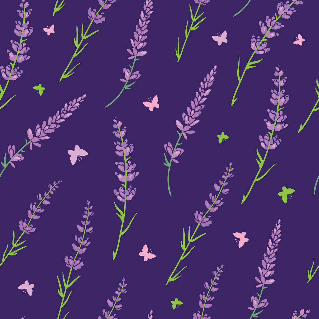 Purple lavender repeat pattern design. - Vector, Image