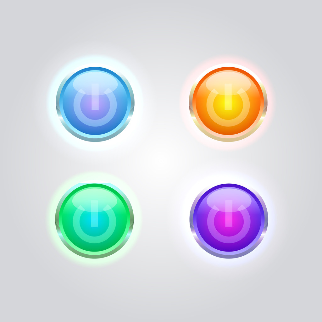 Vector set of glossy power buttons. - Vector, Image