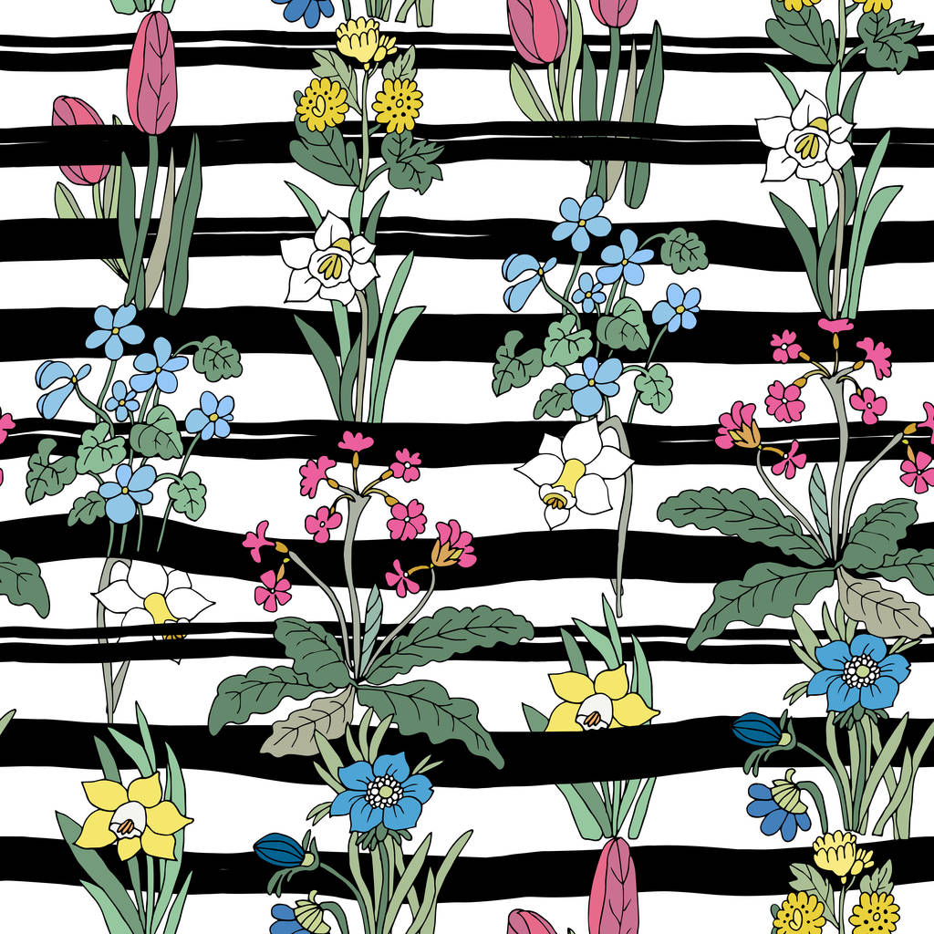 Flowers seamless pattern collection set. Design for greeting car - Vector, Image