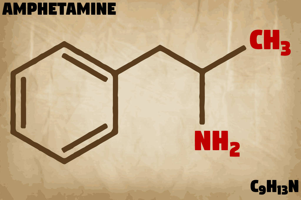 Детальна інфографічна ілюстрація молекули Амфетаміну
. - Вектор, зображення
