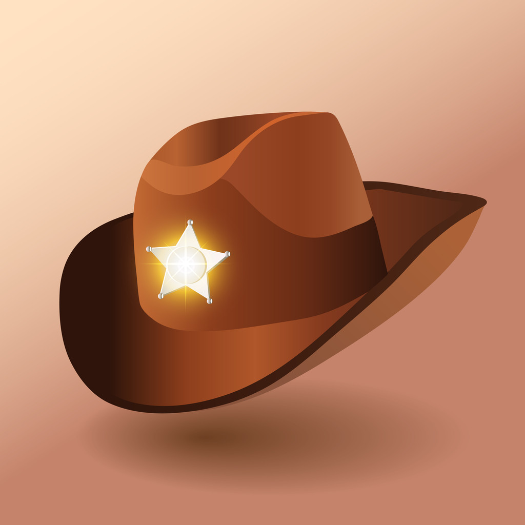 Sombrero de cuero del sheriff. Ilustración vectorial
 - Vector, Imagen