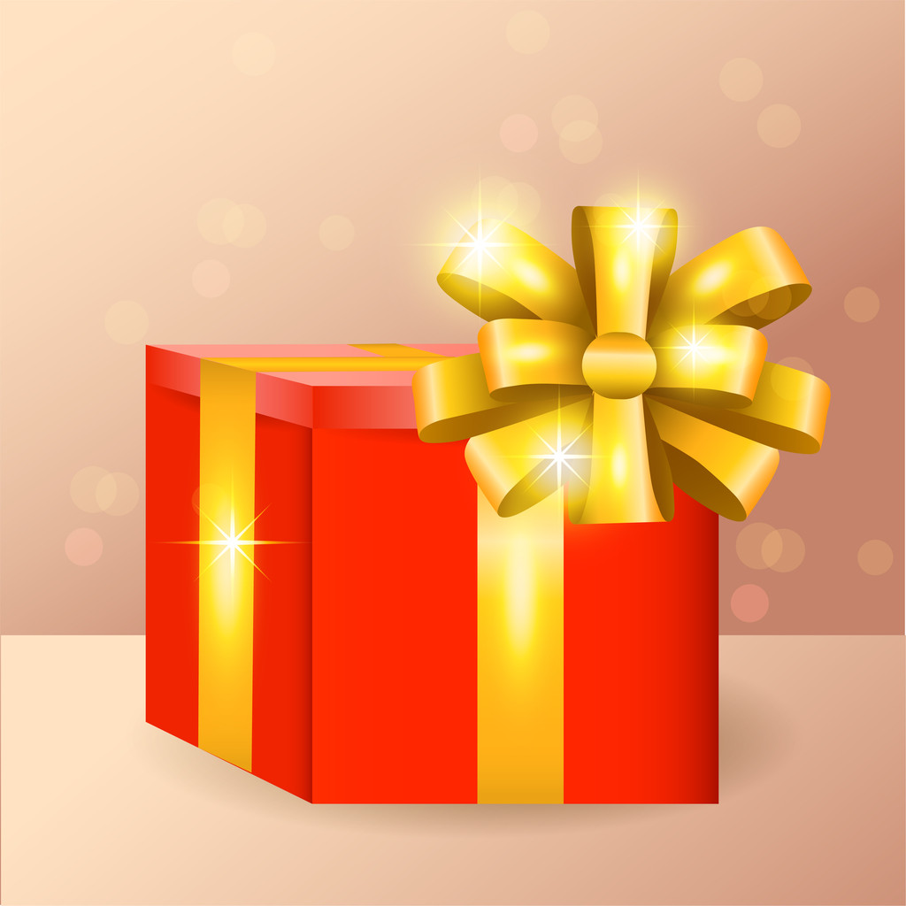Confezione regalo vettoriale rosso con nastro e fiocco dorati
 - Vettoriali, immagini