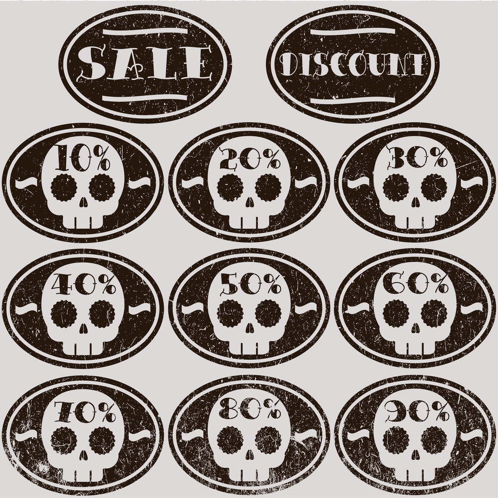 Set of vector sale skull stickers - Vector, Image