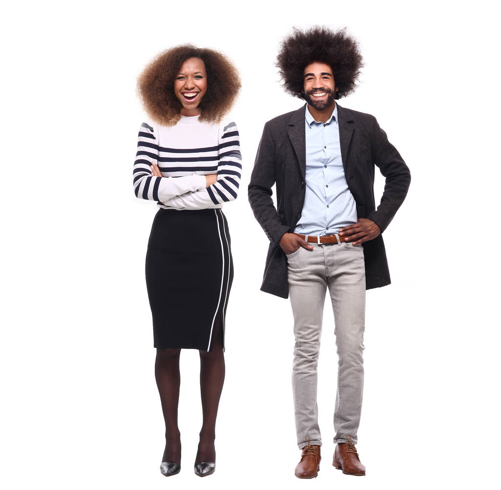 Afro-americký pár na bílém pozadí - Fotografie, Obrázek