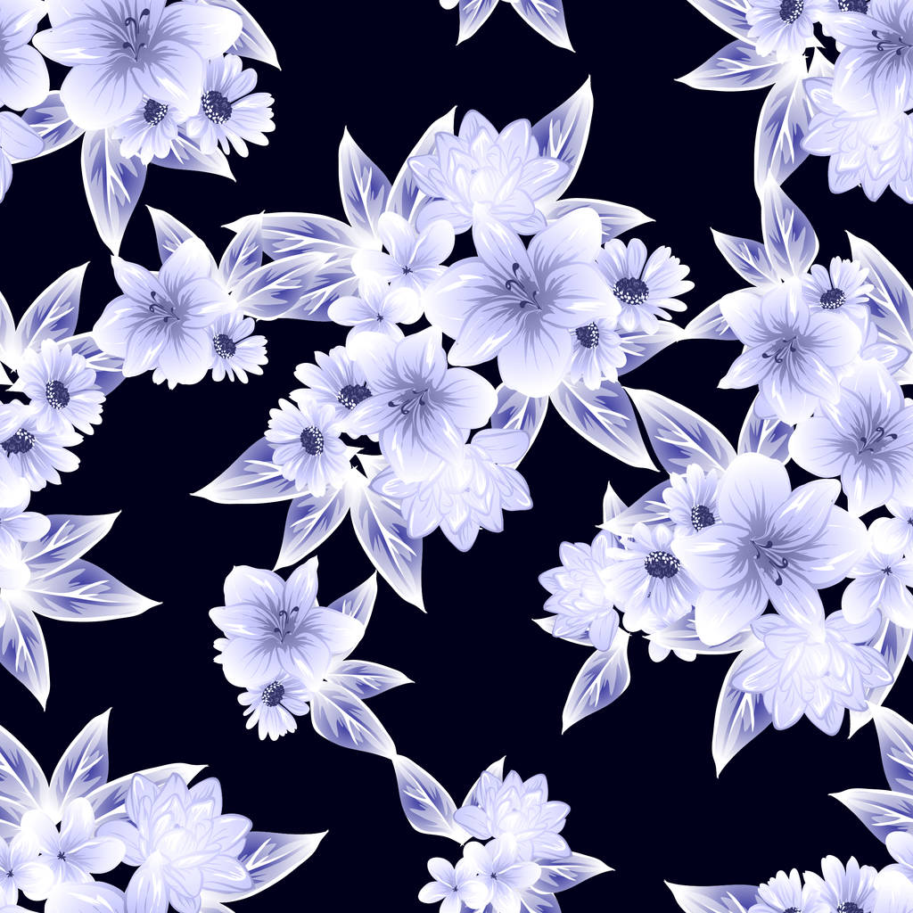 безшовний вінтажний квітковий візерунок. квіткові елементи в контуру
 - Вектор, зображення