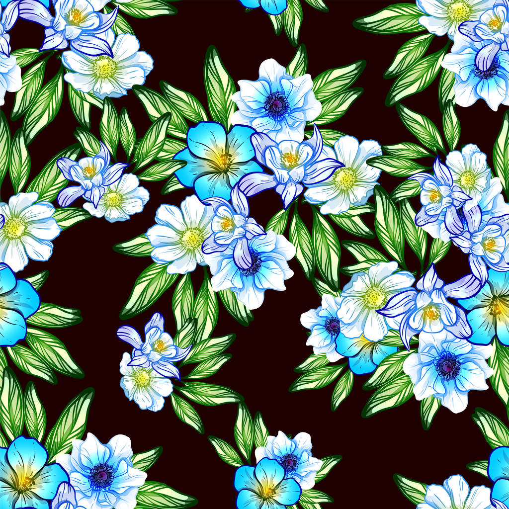nahtlose Blumenmuster im Vintage-Stil. Florale Elemente in Farbe - Vektor, Bild