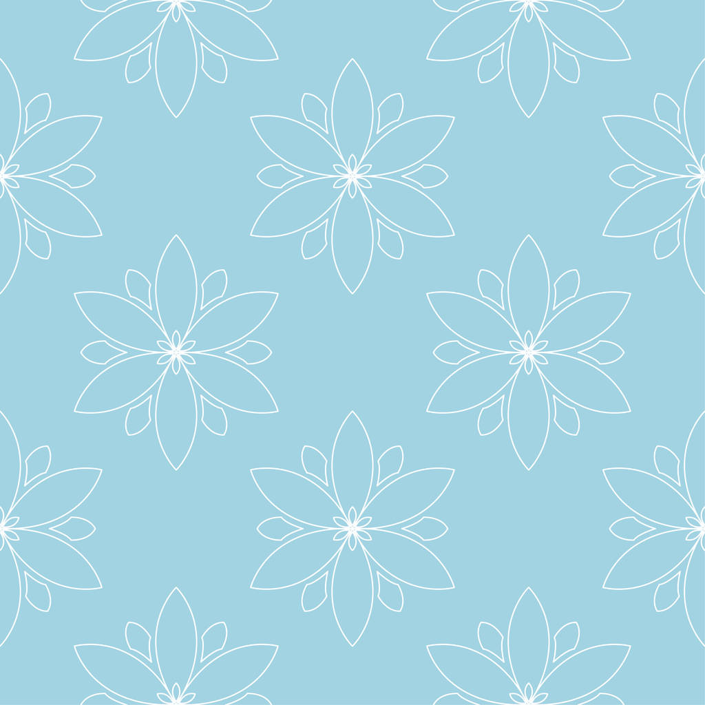 Adorno floral blanco sobre fondo azul. Patrón sin costuras para textiles y fondos de pantalla
 - Vector, Imagen