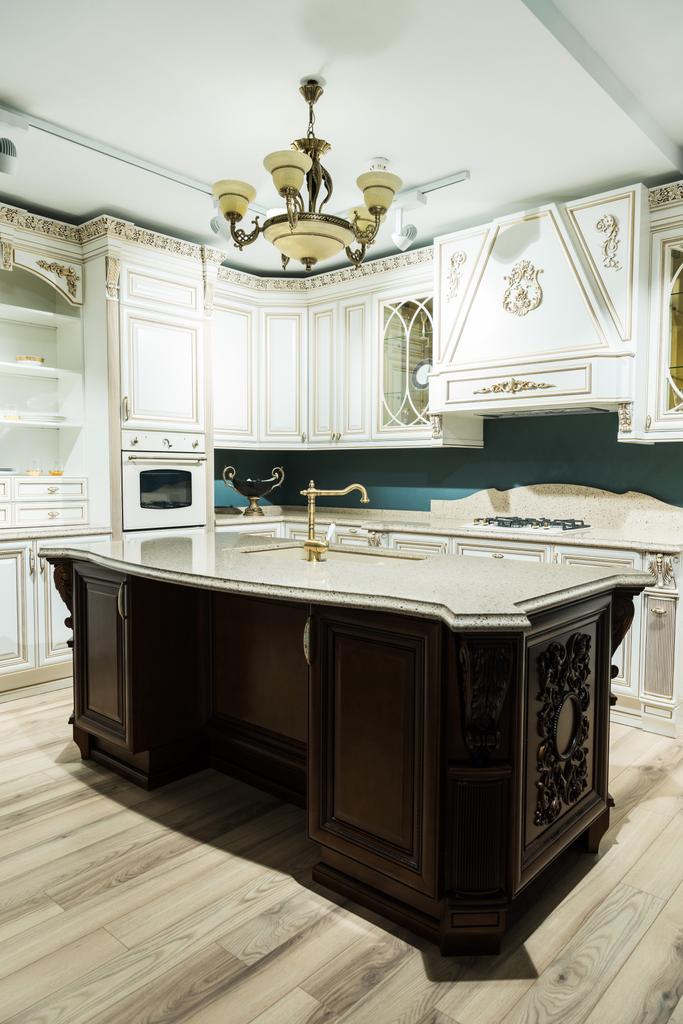 interior of modern kitchen with comfortable furniture in baroque style - Photo, Image