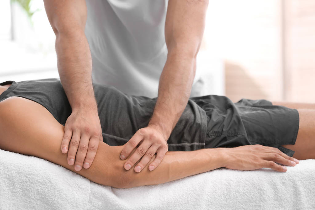 Young man receiving massage in salon, closeup - Photo, Image