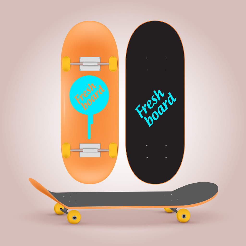 illustration vectorielle du côté supérieur et inférieur du skateboard - Vecteur, image