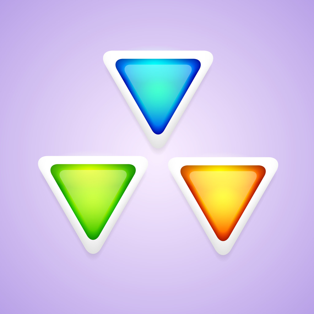 vektorové sada barevný trojúhelník tlačítka. - Vektor, obrázek