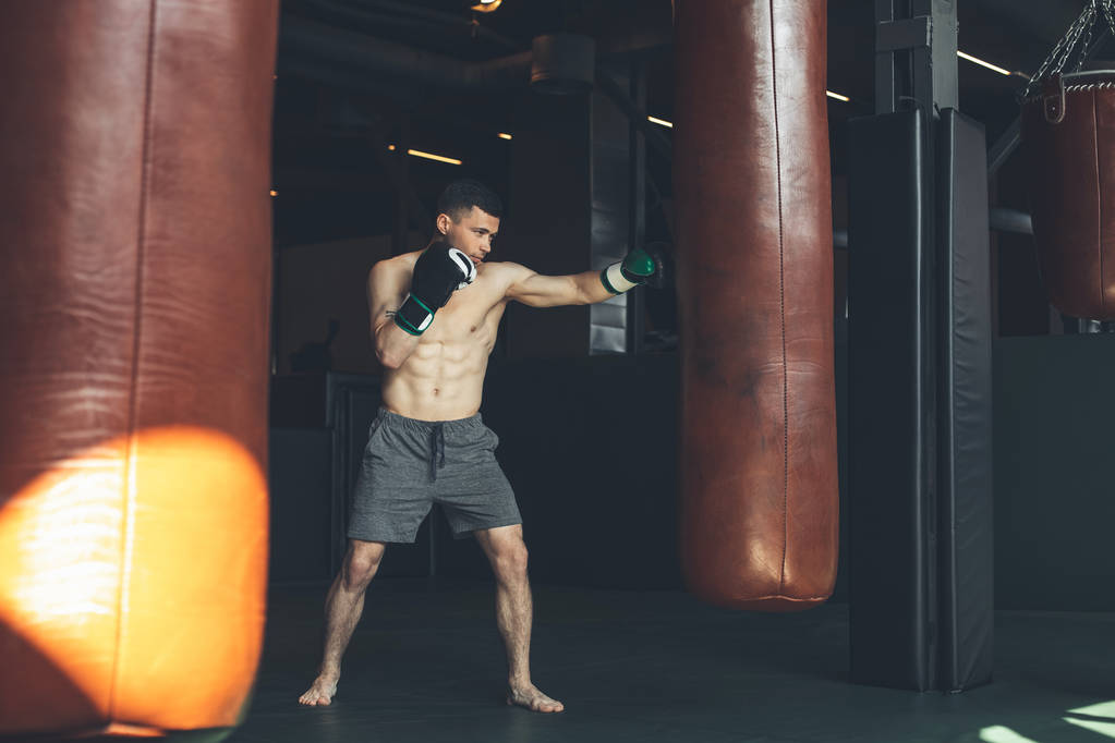 Kickboxer si allena in palestra
 - Foto, immagini