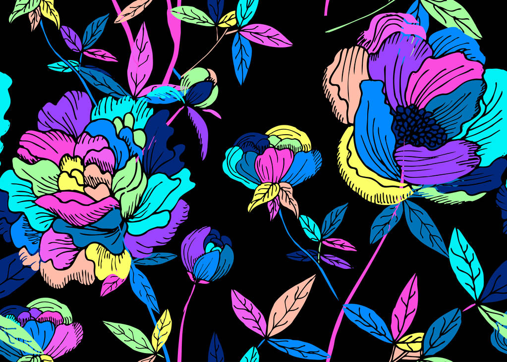 Elegante naadloze patroon met pioenachtige bloemen, design elementen. Bloemen patroon voor uitnodigingen, kaarten, afdrukken, cadeau wrap, productie, textiel, stof, wallpapers - Vector, afbeelding