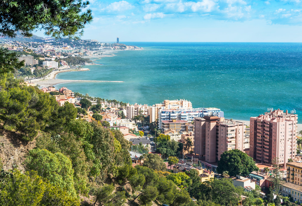 Blick nach Westen vom Hafen von Malaga - Foto, Bild