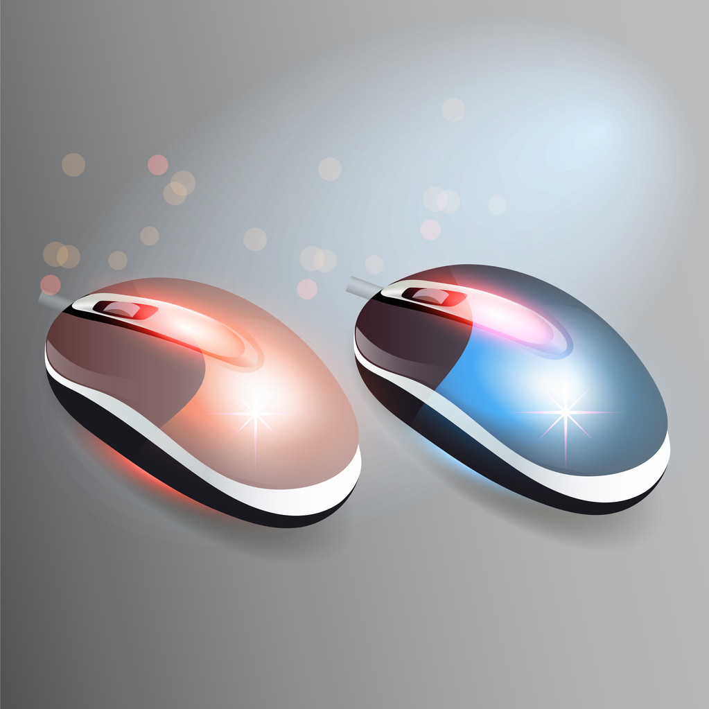 Mouse per computer wireless rossi e blu
 - Vettoriali, immagini